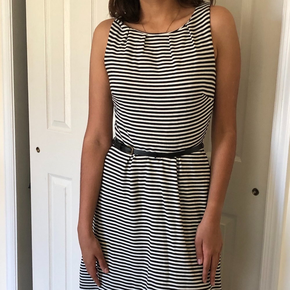 B&W Striped Work Dress